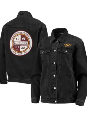 Myles Washington Commanders Black Denim Jacket