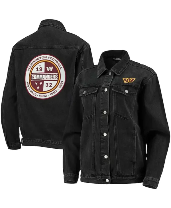 Myles Washington Commanders Black Denim Jacket