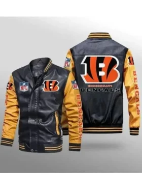 NFL Bengals Black Bomber Leather Jacket