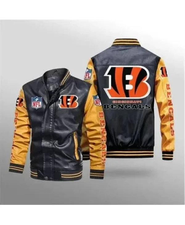 NFL Bengals Black Bomber Leather Jacket