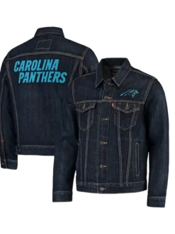 NFL Carolina Panthers Mattie Black Denim Trucker Jacket