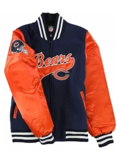 NFL Chicago Bears Orange Satin Bomber Jacket