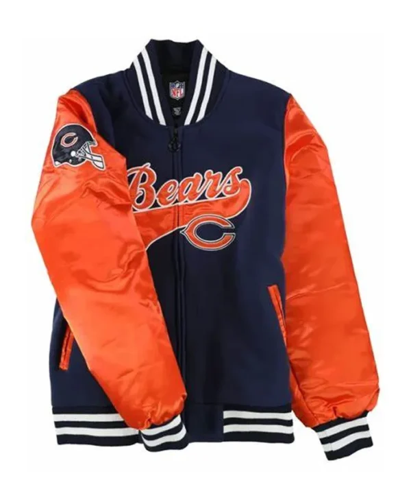 NFL Chicago Bears Orange Satin Bomber Jacket