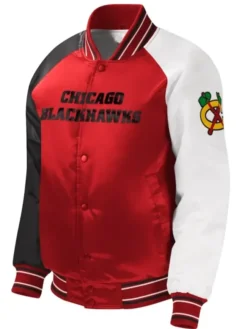 NFL Chicago Blackhawks Red Satin Varsity Jacket