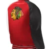 NFL Chicago Blackhawks Red Satin Varsity Jacket Back