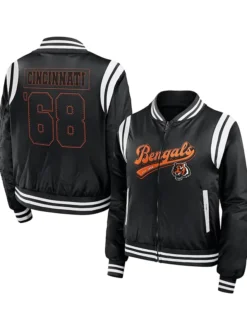 NFL Cincinnati Bengals Black Satin Varsity Jacket