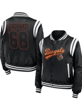 NFL Cincinnati Bengals Black Satin Varsity Jacket