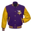 NFL Minnesota Vikings Paris Ward Purple And Yellow Varsity Bomber Jacket front view