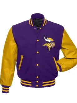 NFL Minnesota Vikings Paris Ward Purple And Yellow Varsity Bomber Jacket front view