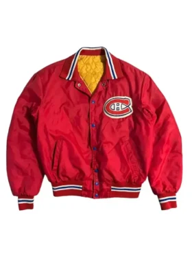 NHL 90s Montreal Canadiens Hockey Red Satin Varsity Jacket
