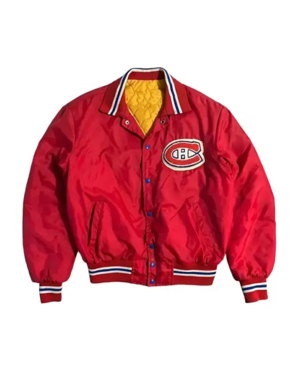 NHL 90s Montreal Canadiens Hockey Red Satin Varsity Jacket