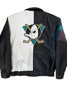 NHL Anaheim Ducks Vintage Leather Zip Jacket Back