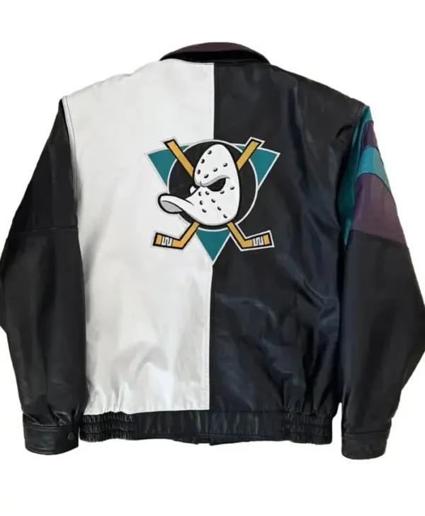 NHL Anaheim Ducks Vintage Leather Zip Jacket Back