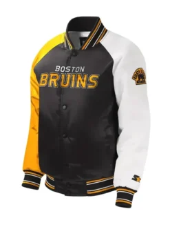 NHL Boston Bruins Black Youth Satin Letterman Varsity Jacket