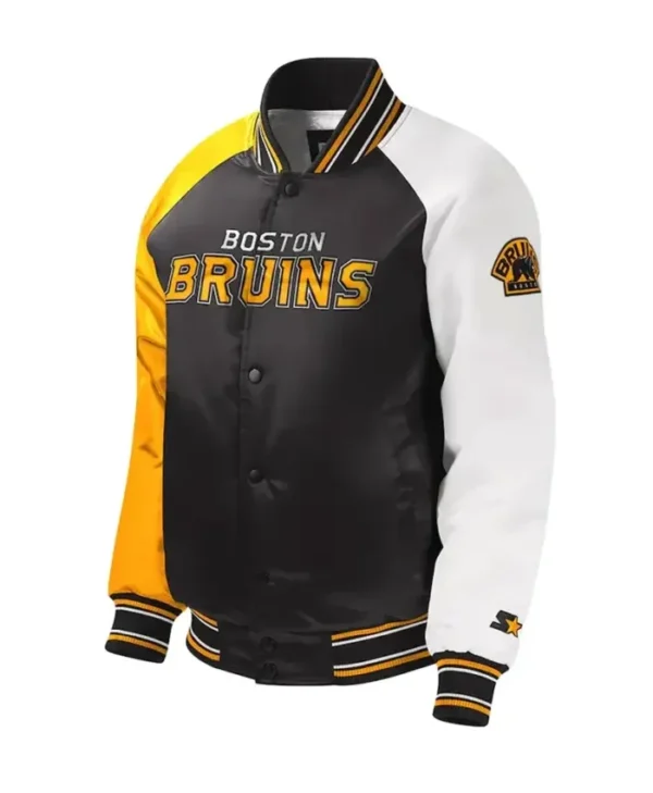NHL Boston Bruins Black Youth Satin Letterman Varsity Jacket