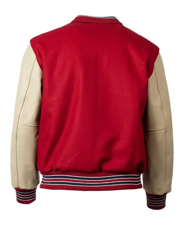 NHL Cardinals Full Snap Red Wool Varsity Jacket Back