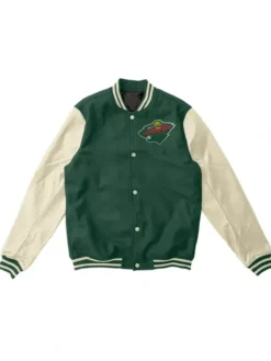 NHL Minnesota Wild Green And White Letterman Varsity Jacket