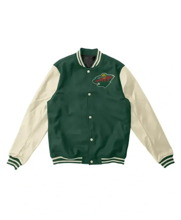 NHL Minnesota Wild Green And White Letterman Varsity Jacket