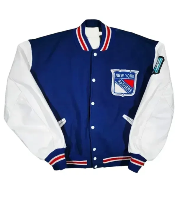 NHL New York Rangers Blue And White Varsity Jacket