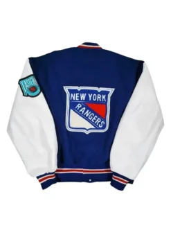 NHL New York Rangers Blue And White Varsity Jacket Back