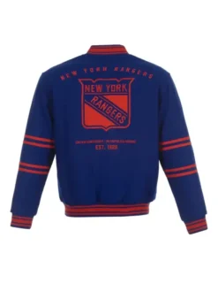 NHL New York Rangers Blue Wool Jacket Back
