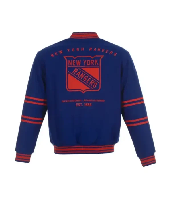 NHL New York Rangers Blue Wool Jacket Back