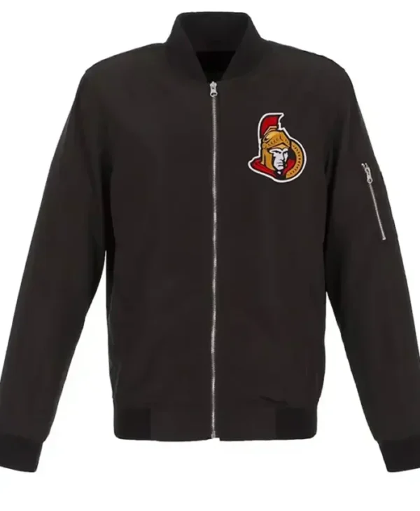 NHL Ottawa Senators Black Lightweight Vintage Bomber Jacket