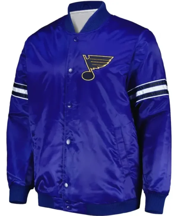NHL St Louis Blues Blue Satin Varsity Jacket