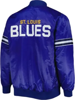 NHL St Louis Blues Blue Satin Varsity Jacket Back