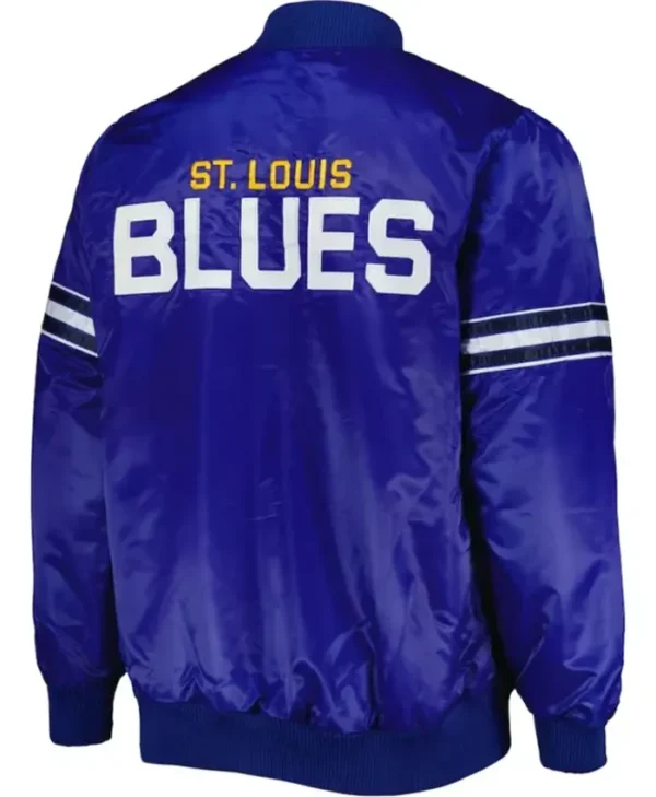 NHL St Louis Blues Blue Satin Varsity Jacket Back