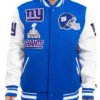NY Giants Blue Mash Up Wool Varsity Jacket