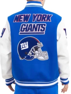 NY Giants Blue Mash Up Wool Varsity Jacket Back