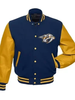 Nashville Predators Blue And Yellow Wool Varsity Jacket