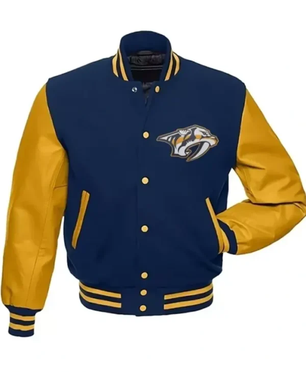 Nashville Predators Blue And Yellow Wool Varsity Jacket