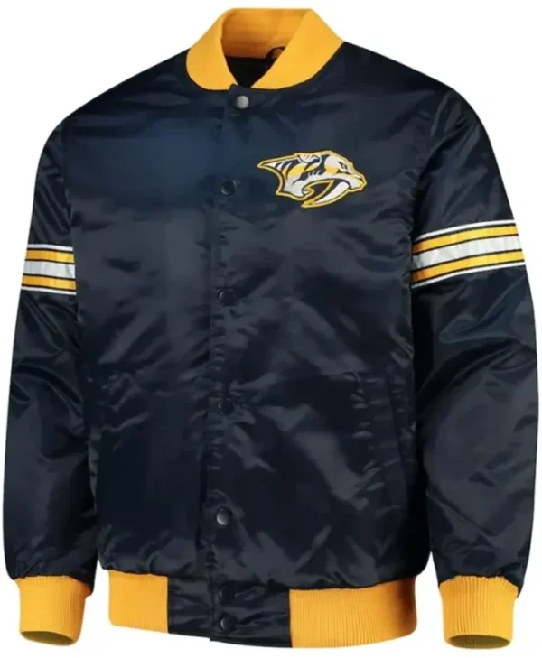 Nashville Predators Blue Starter Satin Varsity Jacket