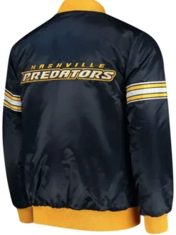 Nashville Predators Blue Starter Satin Varsity Jacket Back