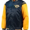 Nashville Predators Satin Blue And Yellow Varsity Jacket