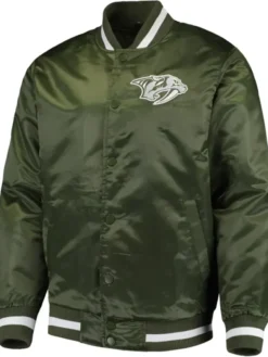Nashville Predators Starter Green Satin Varsity Jacket