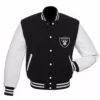 Nathen Las Vegas Raiders Black and White Wool Varsity Jacket