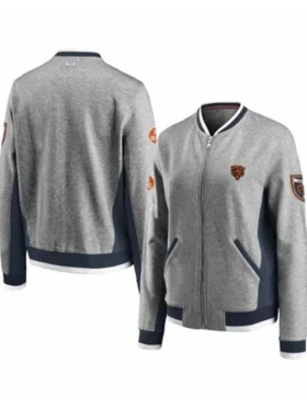 Neale Chicago Bears Grey Zip Bomber Jacket