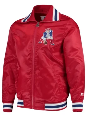 New England Patriots Captain Red Satin Bomber Jacket