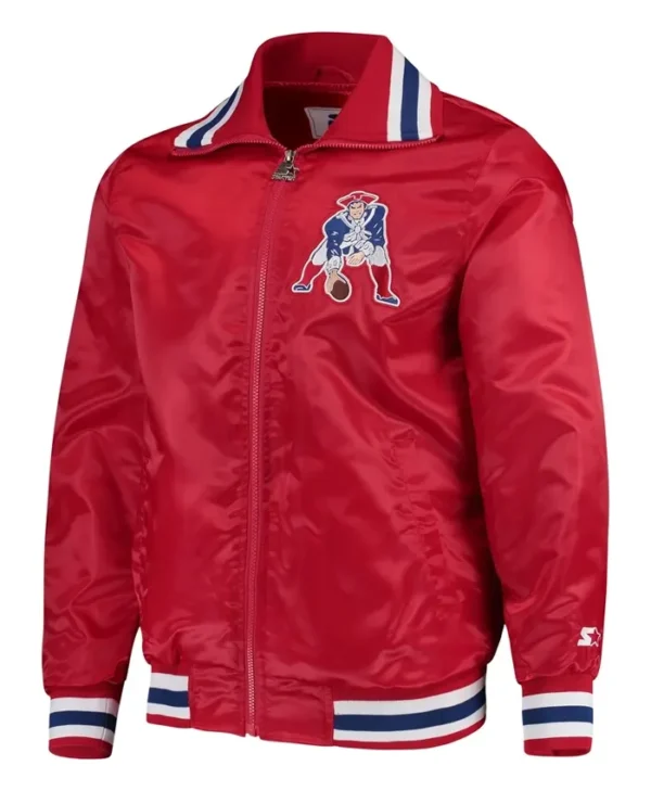 New England Patriots Captain Red Satin Bomber Jacket