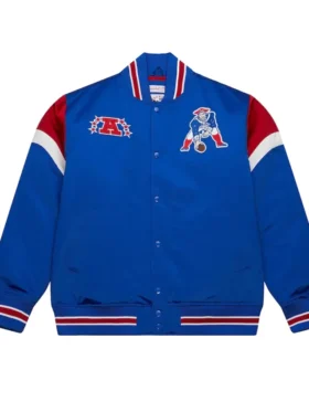 New England Patriots Full-Snap Blue Satin Varsity Jacket