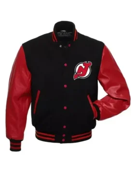 New Jersey Devils Red And Black Full Snap Jacket