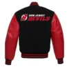 New Jersey Devils Red And Black Full Snap Jacket Back