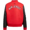 New Jersey Devils Red Full Snap Wool Varsity Jacket Back
