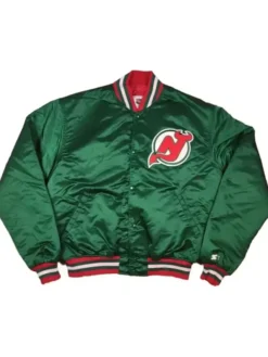 New Jersey Devils Satin Green Varsity Jacket