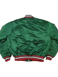 New Jersey Devils Satin Green Varsity Jacket Back