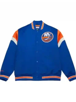 New York Islanders Blue Satin Varsity Jacket