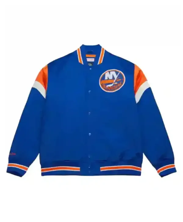 New York Islanders Blue Satin Varsity Jacket